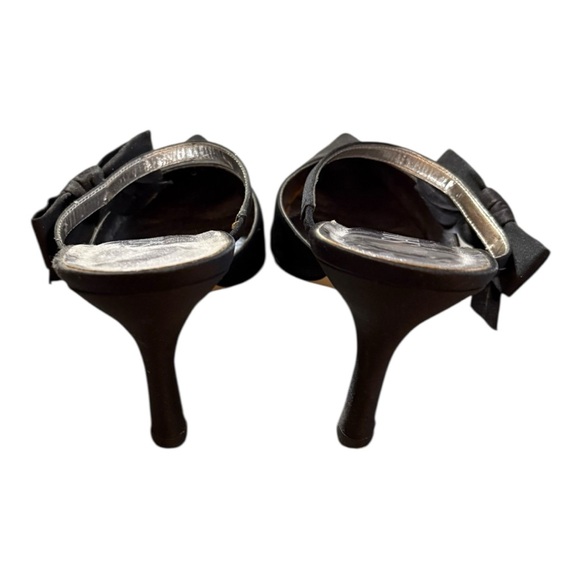 Sam & Libby Black Women's Heels with Bows in strap. Size 8.5 - Picture 3 of 9